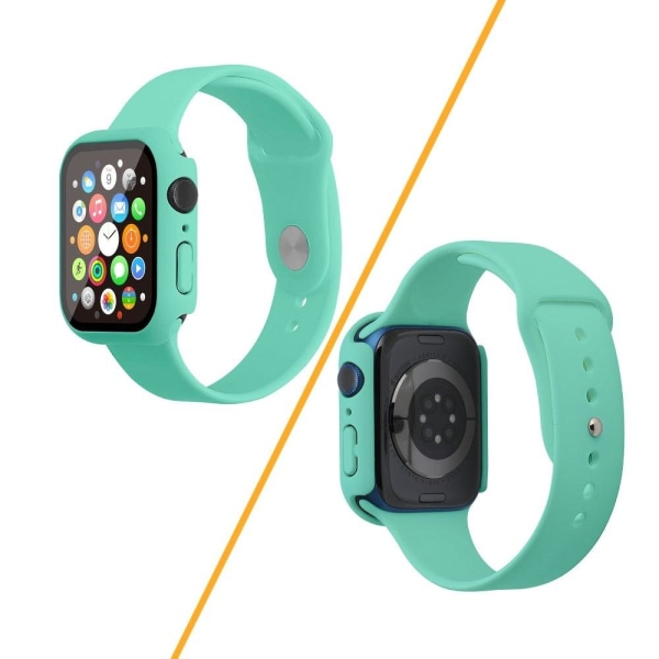 Apple Watch (45 mm) silikoneurrem + cover med hærdet glas - Mint Grøn / Størrelse: S / M Green