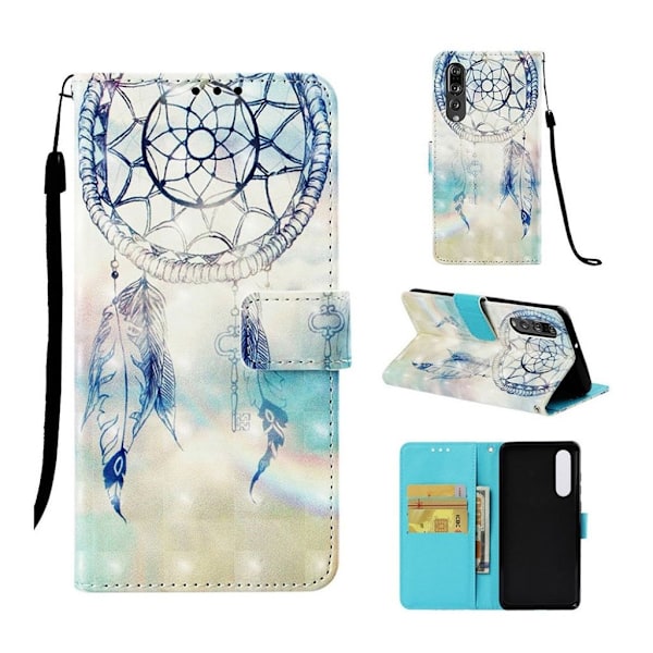 Huawei P30 Pro lysspot læder flip etui - Drømmefanger Multicolor