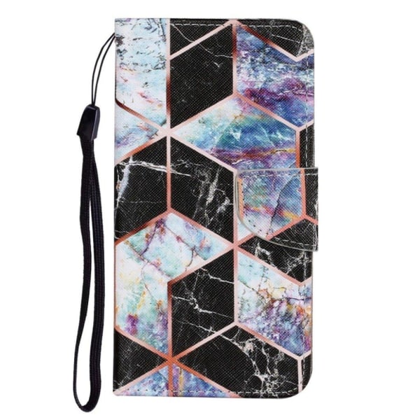 Multimønster magnetisk håndledsrem læder mobiltaske med stativ Apple iPhone 13 Pro 6,1 tommer - Black Geometri Multicolor