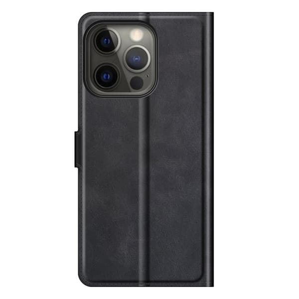 Skinn-etui i lommebok-stil for iPhone 13 Pro Max - Svart Black