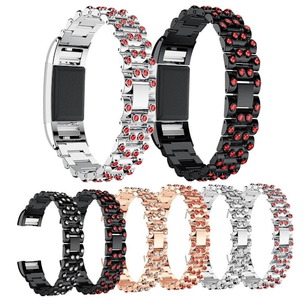 Fitbit Charge 2 Luksus diamant legeret urrem - Sort og hvid Black
