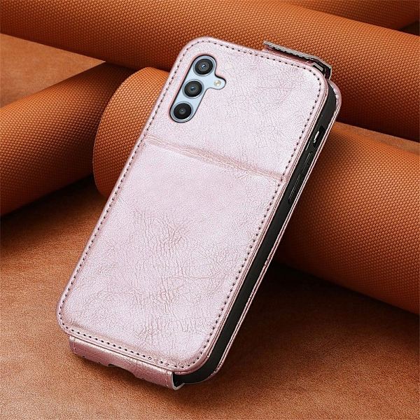 Vertical Flip Phone Suojakotelo With Zipper For Samsung Galaxy A54 - Ruusukulta Pink