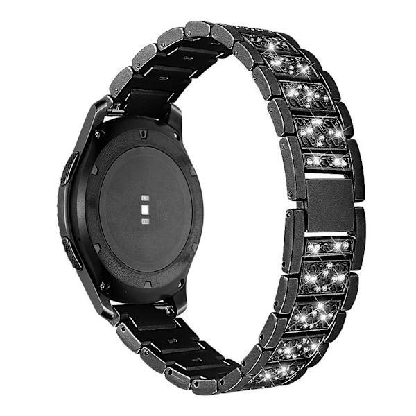 22mm Samsung Gear S3 Frontier Rhinsten rustfrit stål Urrem - Sort Black