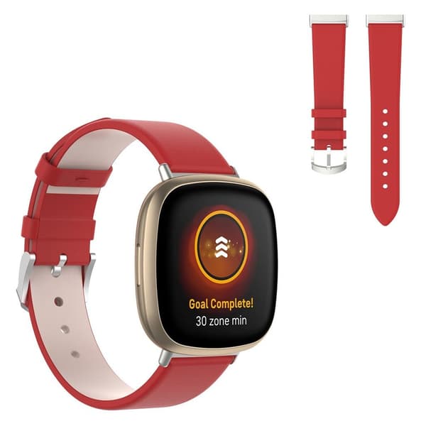 Fitbit Versa 3 / Sense slitesterkt lærarmbånd - Rød Red