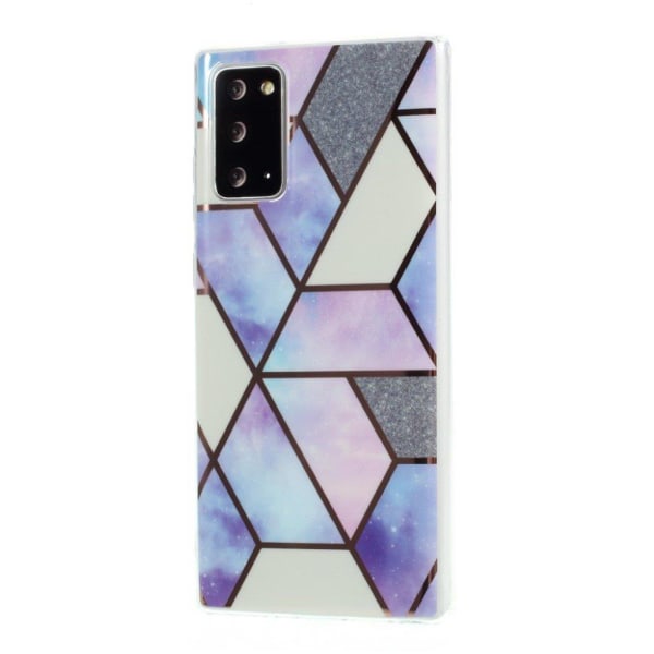 Marble design Samsung Galaxy Note 20 kotelot - Sininen / Valkoinen / Hopea Multicolor