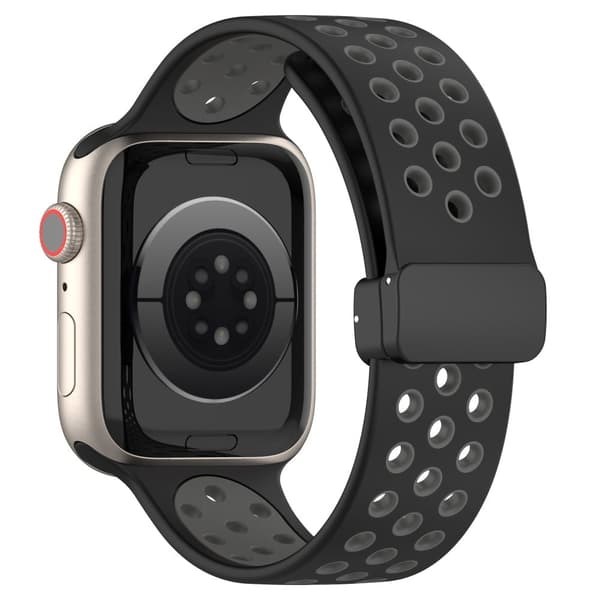 Apple Watch Series 8 (45 mm) / Watch Ultra tofarget silikonrem - Svart / Grå Black