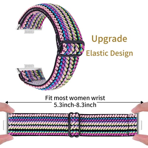 Huawei Watch Fit 3 Nylon Watch Strap Pattern Print Adjustable Elastic Wrist Band - 9# Purple