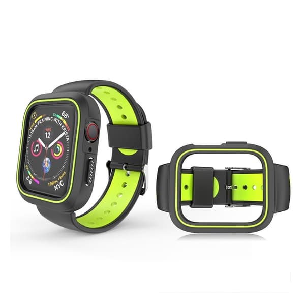 Apple Watch serie 4 40mm tofarvet silikoneurrem - sort / gul Black