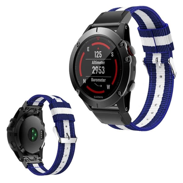 Garmin Venu nylonkellonauha - Sininen / Valkoinen / Sininen Blue