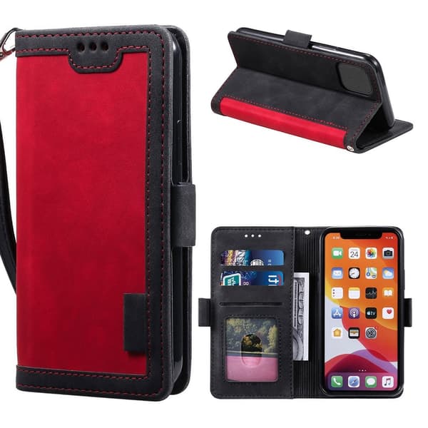 Surburbian iPhone 12 Pro Max læder flip etui - Rød Red