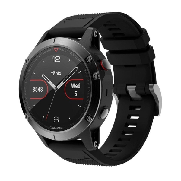 Garmin Fenix 5 kestävä silikoninen ranneke - Musta Black