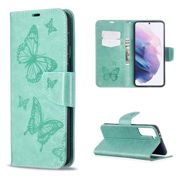 Butterfly Samsung Galaxy S21 Plus flip etui - grøn Green