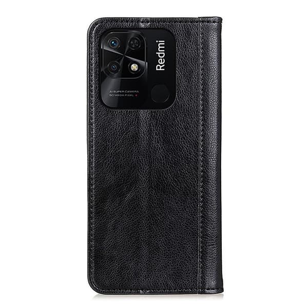 Xiaomi Redmi 10C ægte læderetui med magnetisk lukning - Sort Black