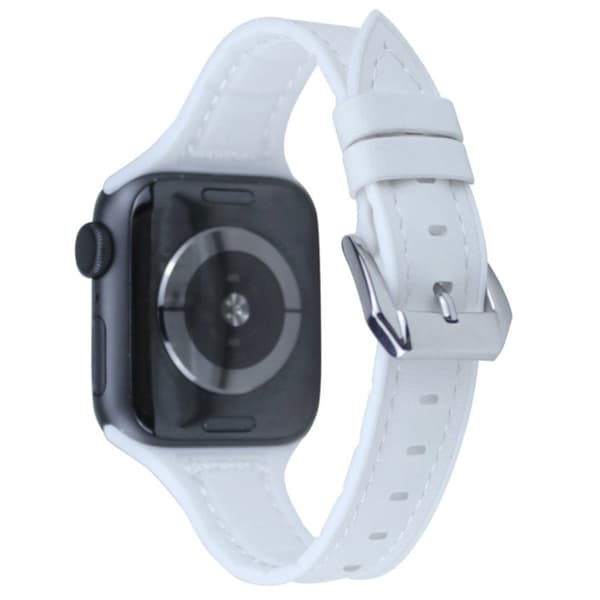 Apple Watch Series 5 44 mm klockarmband i silikonläder - Vit Vit