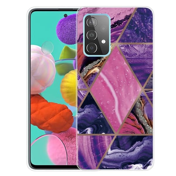 Marble Samsung Galaxy A33 5G Etui - Lilla og Rose Marmor Multicolor