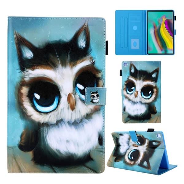 Samsung Galaxy Tab A 10.1 (2019) supreme mønster læder flip etui - Ugle Multicolor