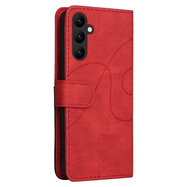 Teksturert læretui med stropp for Samsung Galaxy A25 - Rød Red
