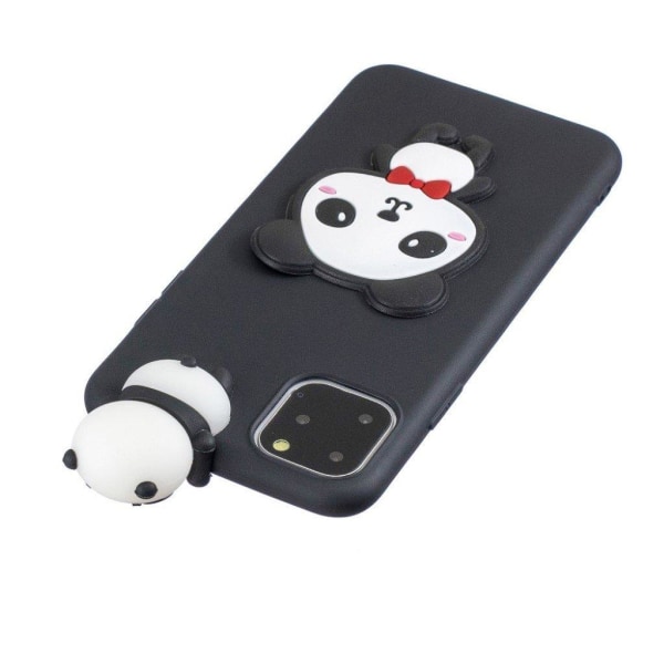 Cute 3D iPhone 11 Pro Max kuoret - Musta Panda ja Rusetti Black