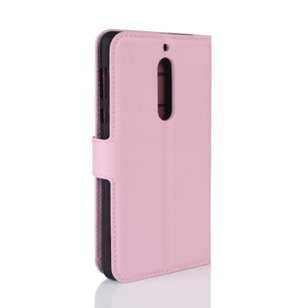 Nokia 5 litsitekstuurinen nahkakotelo - Ruskea Pink
