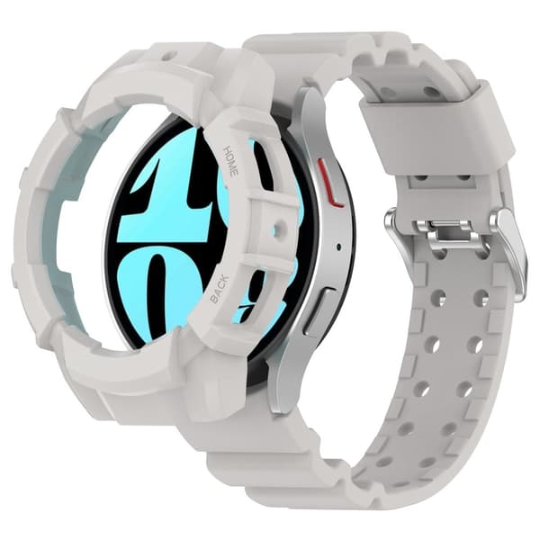 Samsung Galaxy Watch7 44mm urrem silikone udskiftning med urkasse - Lysegrå Silver grey