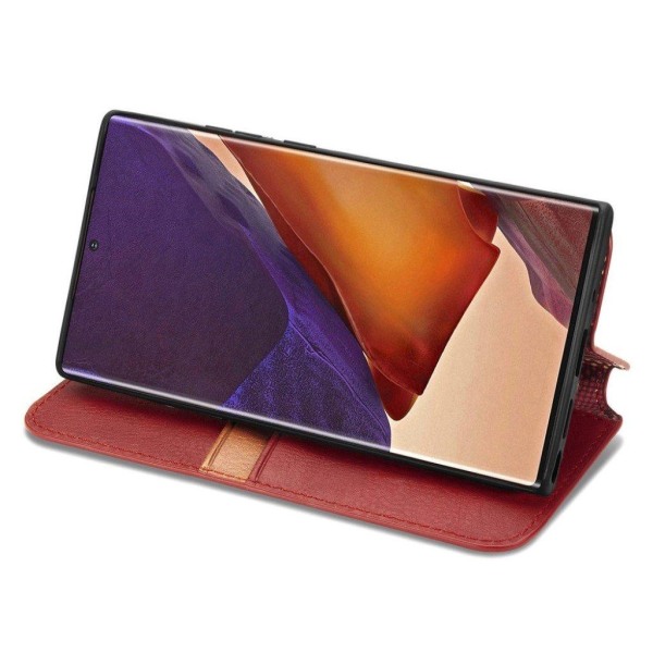 Læder Etui med A Stilfuldt Rhombus Tryk til Samsung Galaxy Note Red