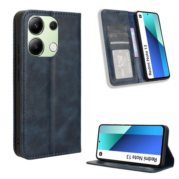 Bofink Vintage Xiaomi Redmi Note 13 4G lærveske - Blå Blue