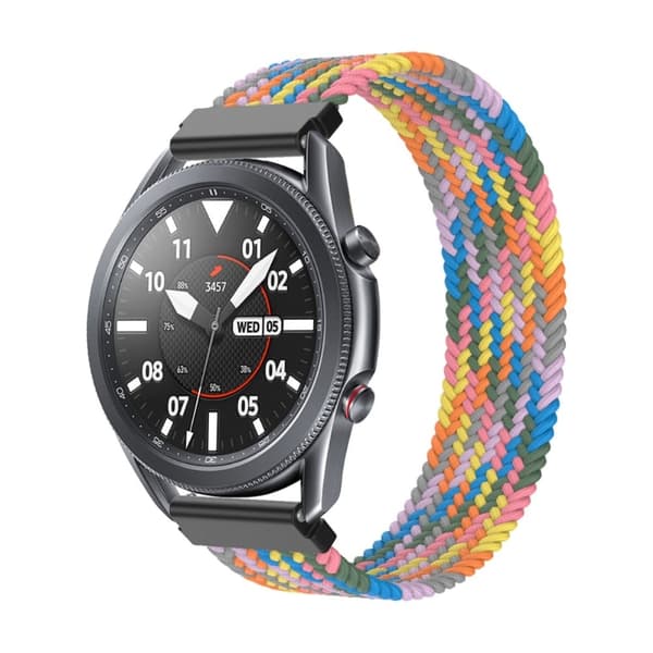 Elastinen nailon kellohihna Samsung Galaxy Watch 4:lle - Värikäs Violetti Koko: L Multicolor