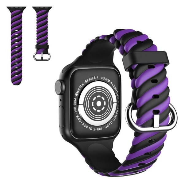 Apple Watch 42mm - 44mm unik farve twist silikone urrem - Lilla Purple
