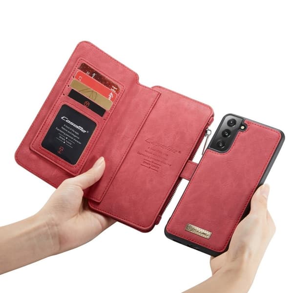 CaseMe Samsung Galaxy S21 Plus Retro lompakko - Punainen Red