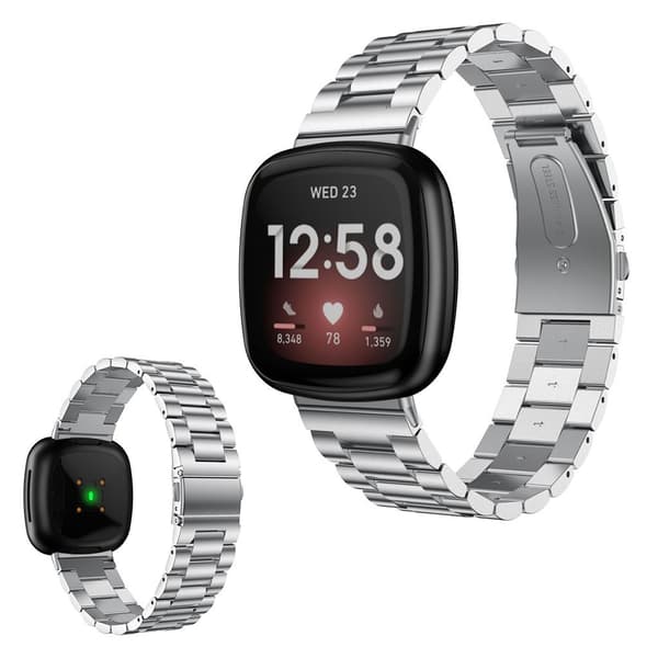 Fitbit Versa 3 rostfritt stål silver themed klockarmband Silvergrå