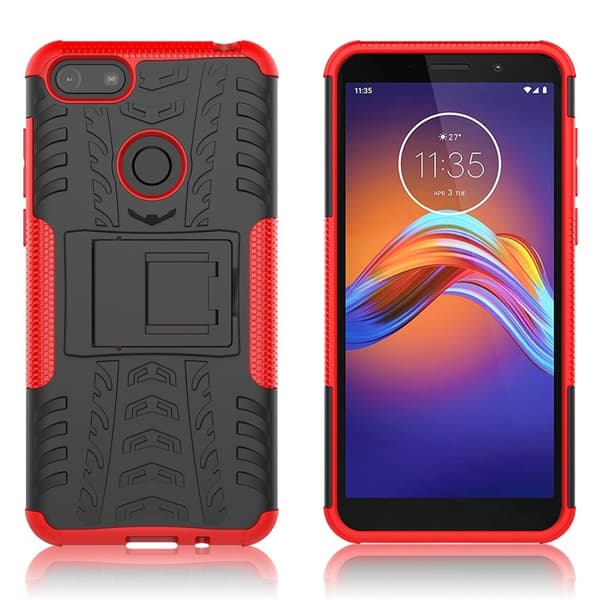 Offroad etui - Motorola Moto E6 Play - Svart / Rød Red