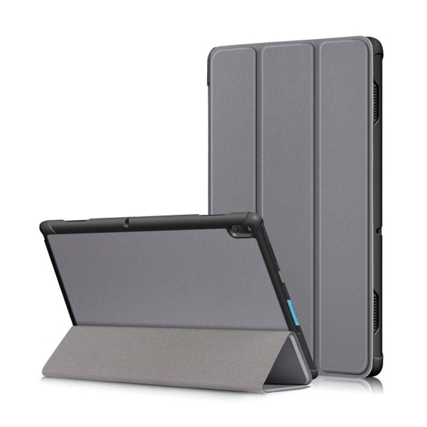 Lenovo Tab E10 stötsäkert plånboksfodral i läder - grå Silvergrå