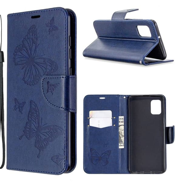 Butterfly Samsung Galaxy A31 skinnveske - Blå Blue