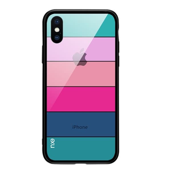 NXE iPhone Xs mobilskal härdat glas silikon transparent design – Stil A multifärg