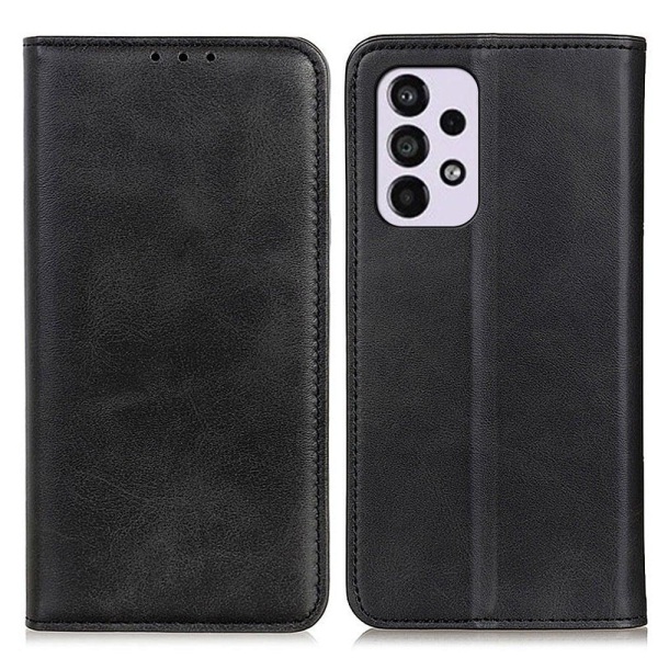 Wallet-style genuine leather flipcase for Samsung Galaxy A33 5G Black