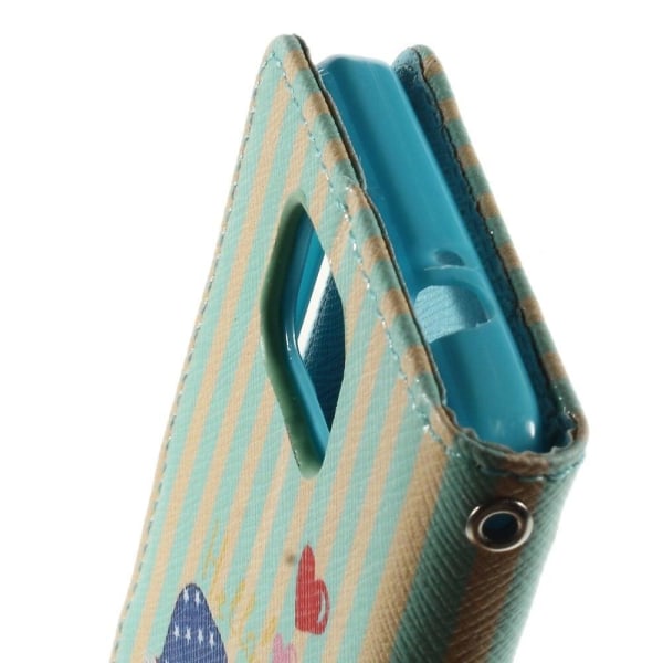 Moberg (Elephant Med Striber) Samsung Galaxy Alpha Læder Flip Etui Multicolor