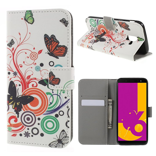 Butterfly läder Samsung Galaxy J6 (2018) fodral - Flerfärgad multifärg