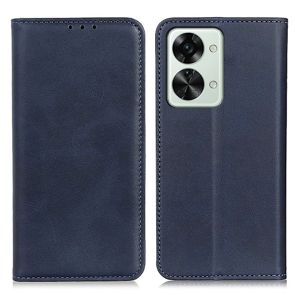 OnePlus Nord 2T flip etui i ægte læder med pung – Blå Blue