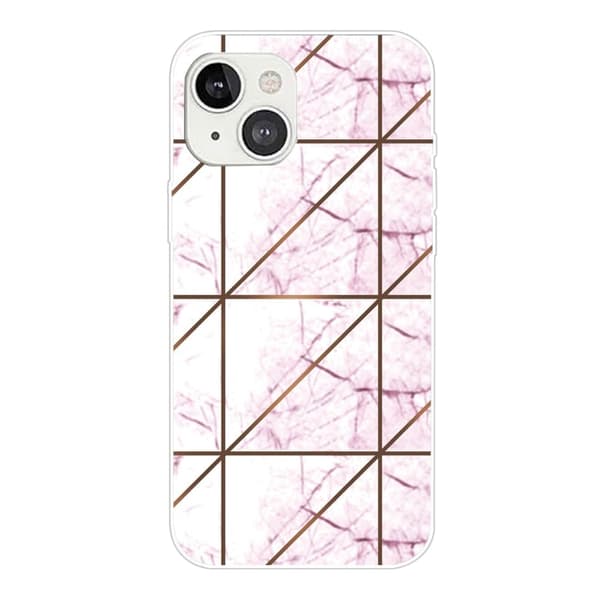 Marble design iPhone 14 Plus cover - Hvid I Firkantet Strike-Marmor Pink