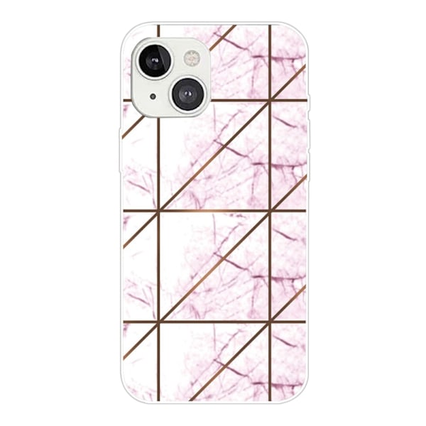 Marmormotiv iPhone 14 Plus skal - Vit I Fyrkantig Strike-Marmor Rosa