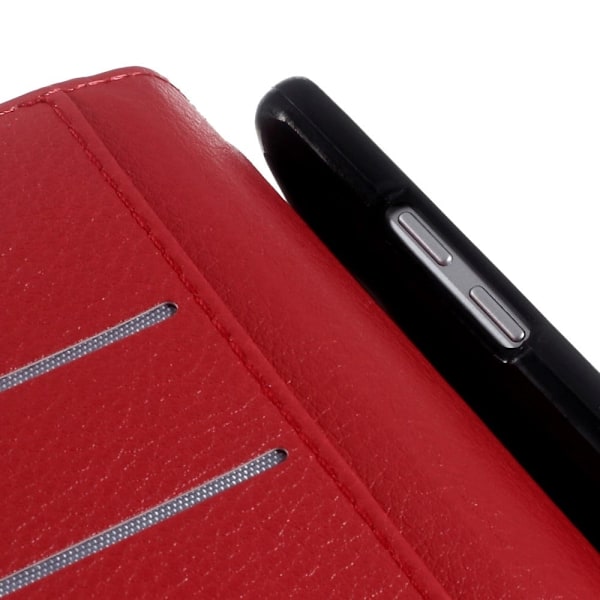 Mankell læder-etui med litchi overflade til Samsung Galaxy J5 (2016) - Rød Red