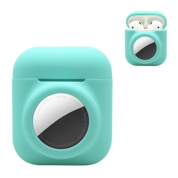 2-in-1 silicone case for AirPods / AirTag - Mint Green Grön