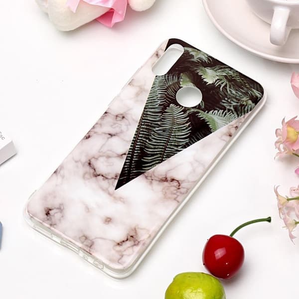 Marmormotiv Honor 8X skal - Marmor Med Bladmönster multifärg