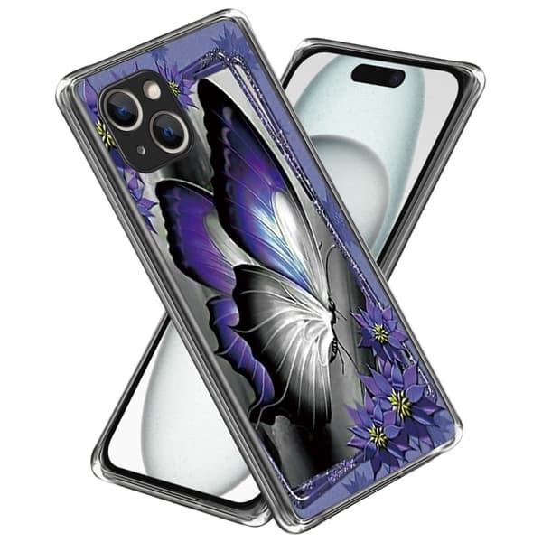 Deco iPhone 15 Plus kotelot - Violetti Perhonen Purple