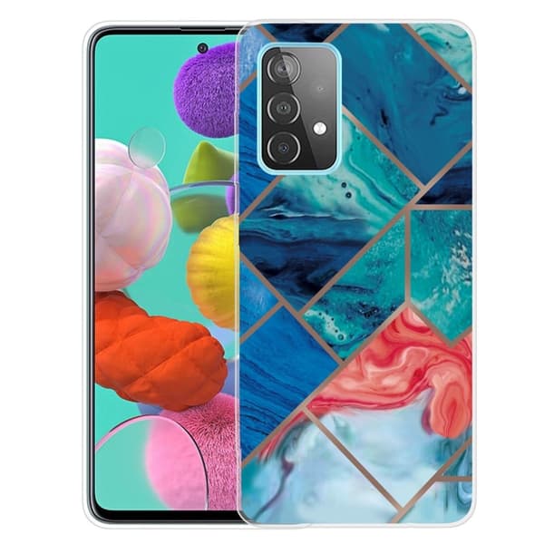 Marmormotiv Samsung Galaxy A13 4G skal - Blå Och Orange Kakel multifärg