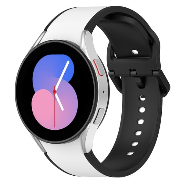 Samsung Galaxy Watch 5 / 4 / 3 dobbeltfarvet silikone urrem - Hvid / Sort White