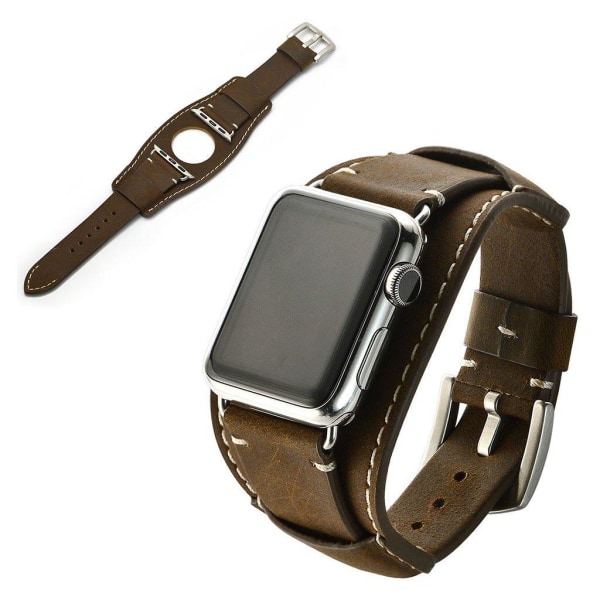 Apple Watch Series 5 40mm cool themed ægte læder Urrem - Kaffe Brown
