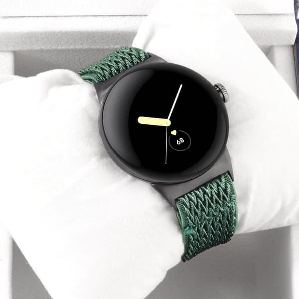 Google Pixel Watch 2 / Pixel Watch Nylon Braided Watch Band Wave Wrist Strap - Militærgrøn Green