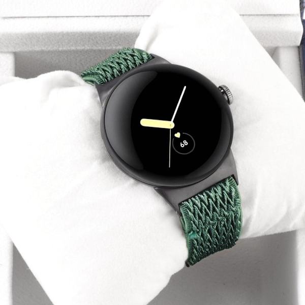 Google Pixel Watch 2 / Pixel Watch Nylonflätat klockarmband Wave handledsrem - Militärgrön Grön