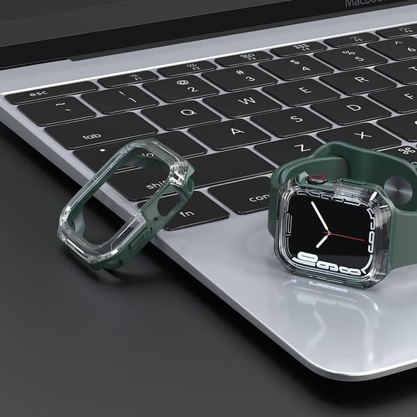 Apple Watch (45mm) kaksivärinen suojus - Läpinäkyvä / Vihreä Green